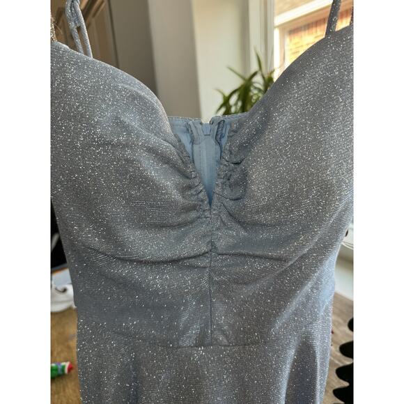 Spaghetti Strap Sweetheart Flared Party Dress Size XL. Powder Blue Dillards - Picture 3 of 9